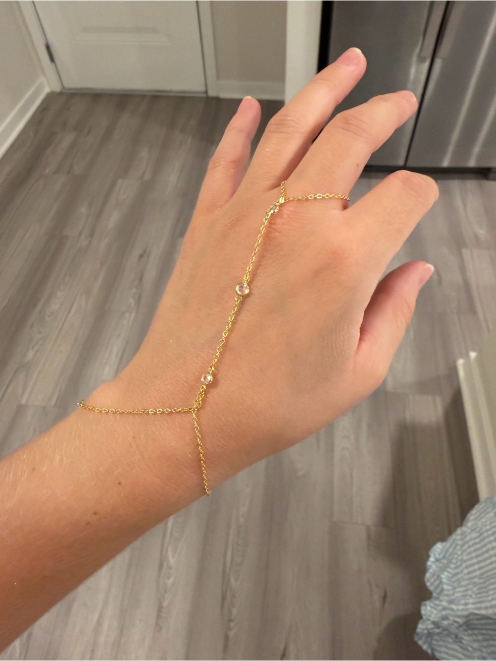 Evry Jewels Gold Hand Chain Bracelet with Crystal Accents